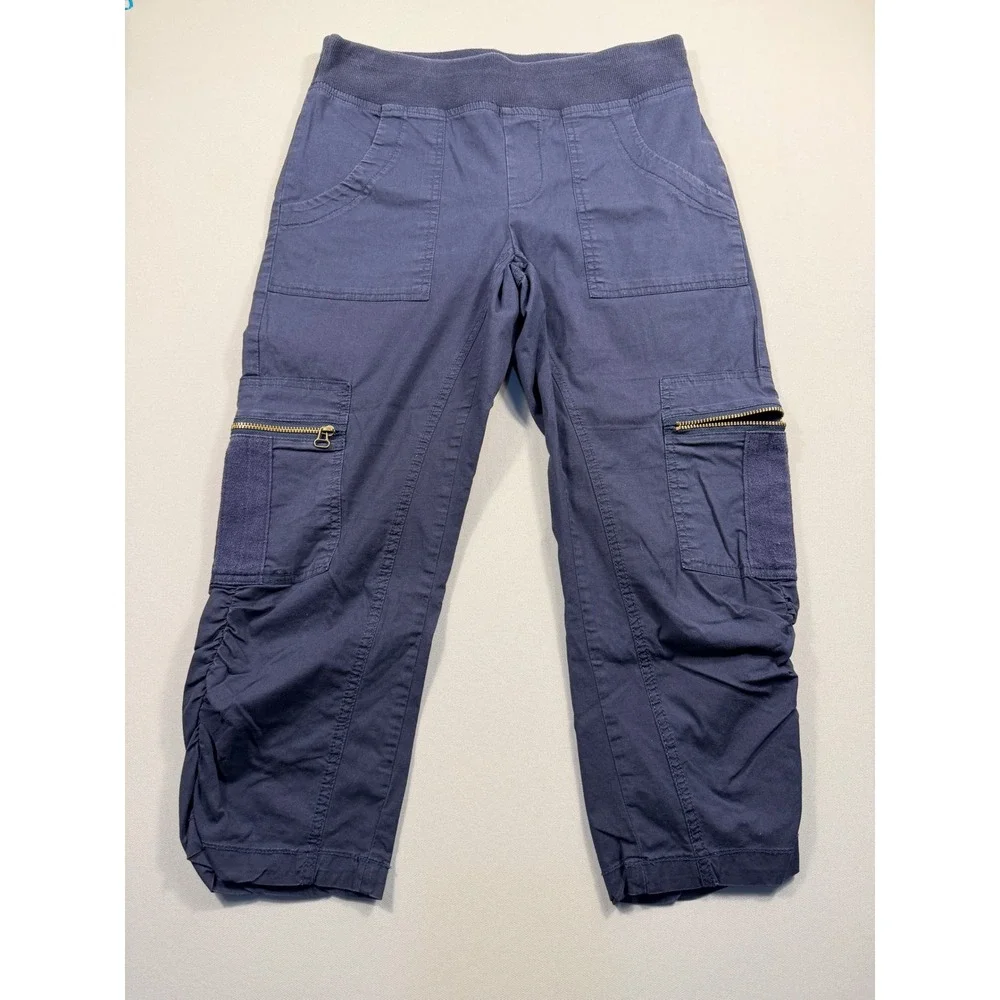 Wearables by CP Shades Navy Blue Cargo Cropped Ruched Pants XS 21517W